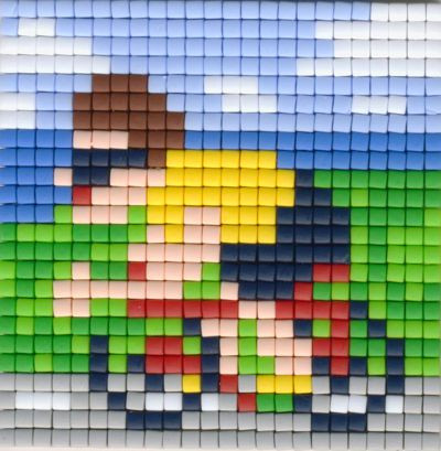 77656 Pixelhobby Klassik Set kleine Basisplatte Radfahrer