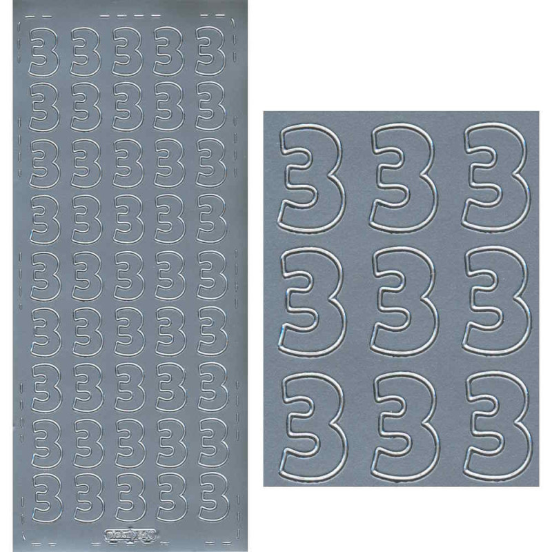 pu540s Sticker Ziffer 3 20mm silber