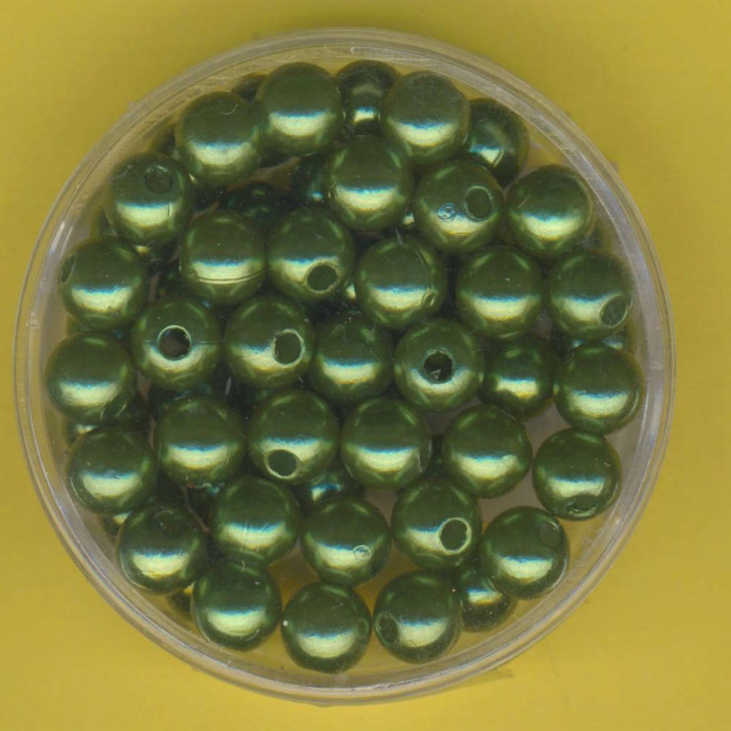 pl60911 Wachsperlen 6mm dunkelgrün 60 Stück in Dose