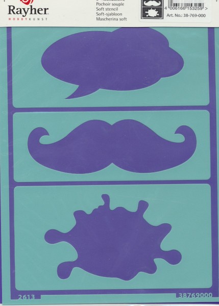 Softschablone mit Sprechblase, Moustache und Klecks
