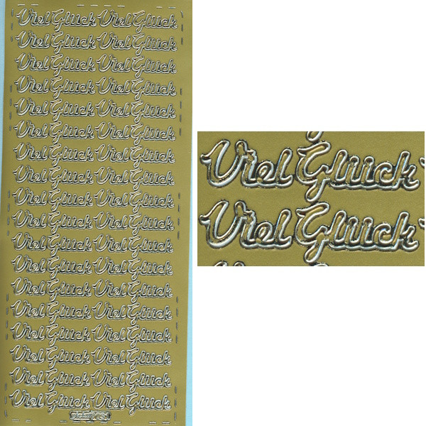 pu031g Sticker Viel Glück 3 gold