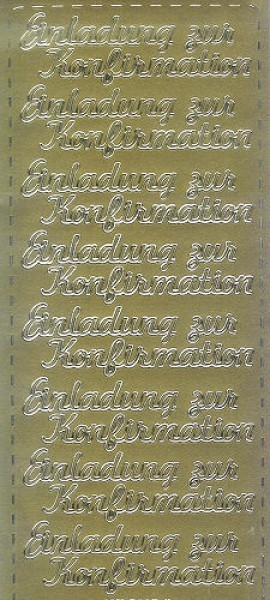 pu5910g Sticker Einladung zur Konfirmation gold