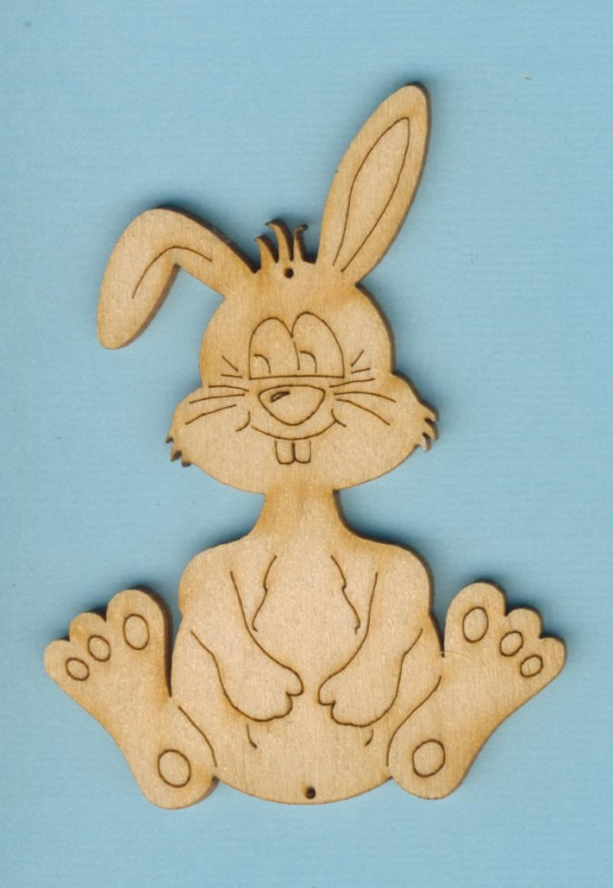 hsh4508 Holz Deko Hase sitzend 8cm