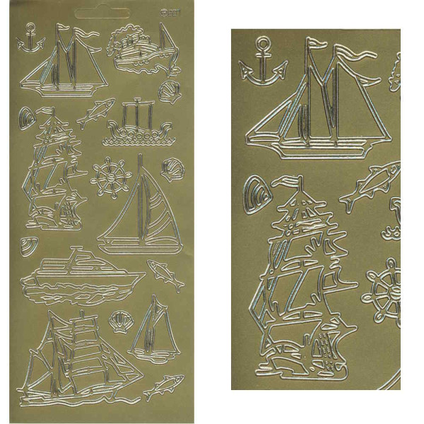 cl207g Sticker Segelschiff 2 gold