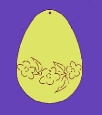Holz-Deko Ei mit Blütenranke 6cm