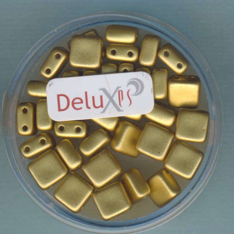 9700-06934 2 hole Square Beads Deluxes 6mm goldfarben 35 Stück