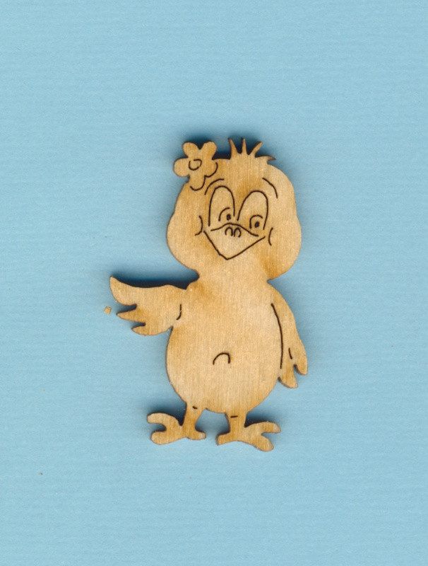 kkh8304 Holz Deko Küken winkend 4cm