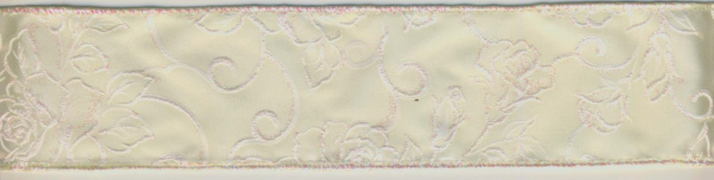 15815302 Dekoband Ornamente Rosen 50mm creme irisierend lfd Meter