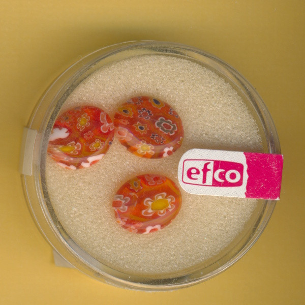 2122116 Glasperlen Millefiori oval 10x12x4mm orange 3 Stück