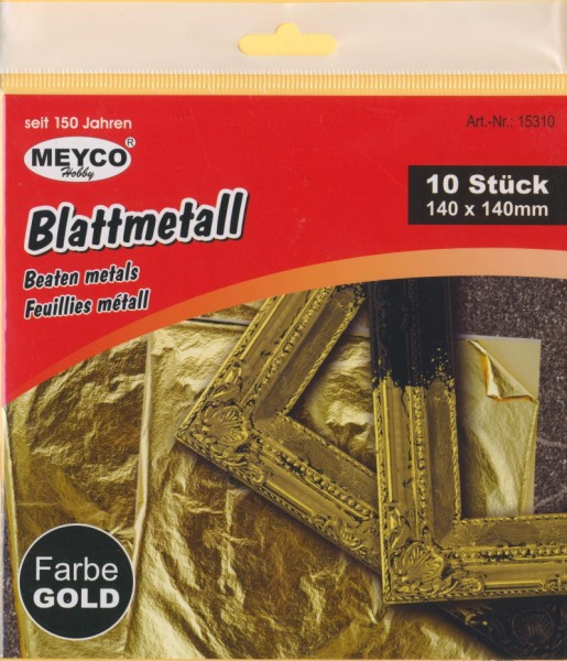 15310 Blattmetall 140x140mm gold 10 Stück