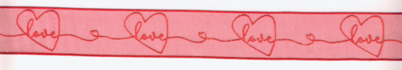 15838030 Organzaband Love 25mm rot lfd Meter