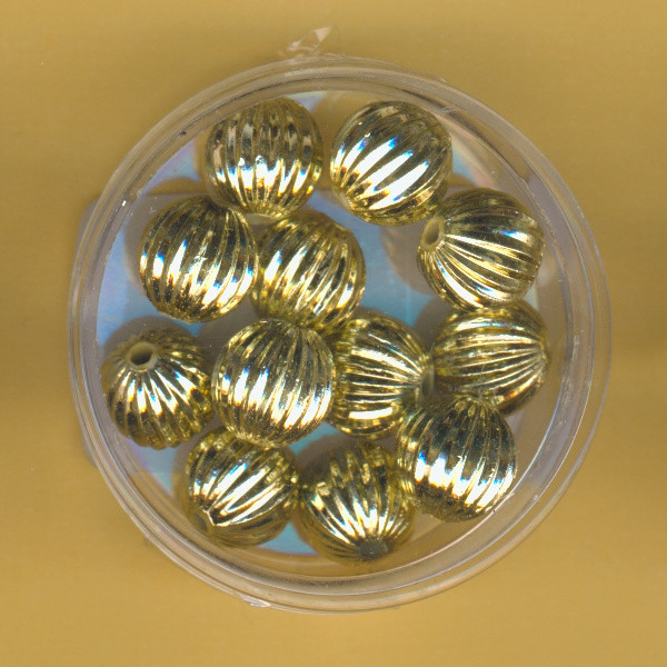 0816-10934 Wachsperlen Rillenperlen 10mm gold 12 Stück