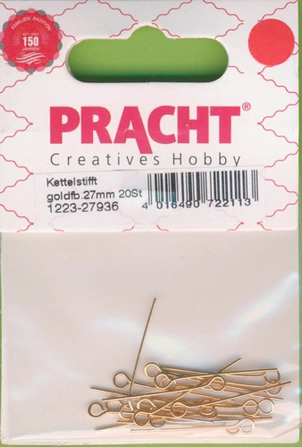 1223-27936 Kettelstifte 27mm gold 20 Stück