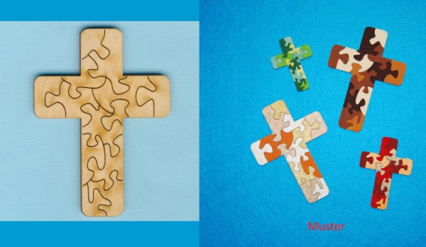 krh5708 Holz Deko Puzzle Kreuz 8cm