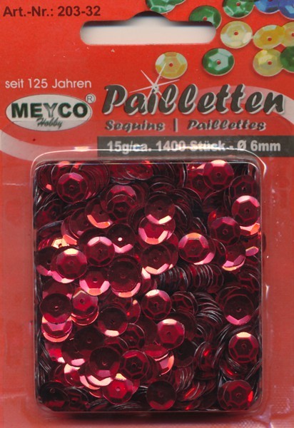 20332 Pailletten gewölbt 6mm rot 15g