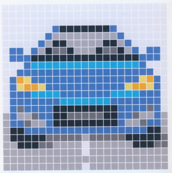 px41065 Pixelhobby XL Set viereckige Platte Blaues Auto