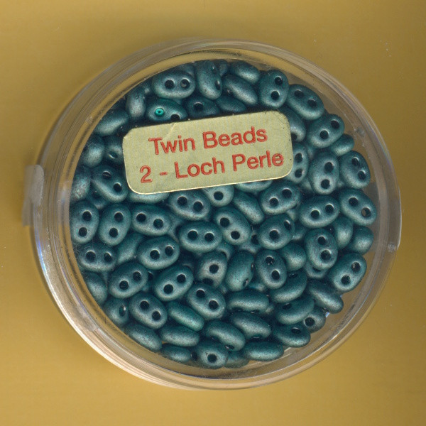 9671-05324 Glasperlen Twin Beads 2,5x5mm grün matt 12g
