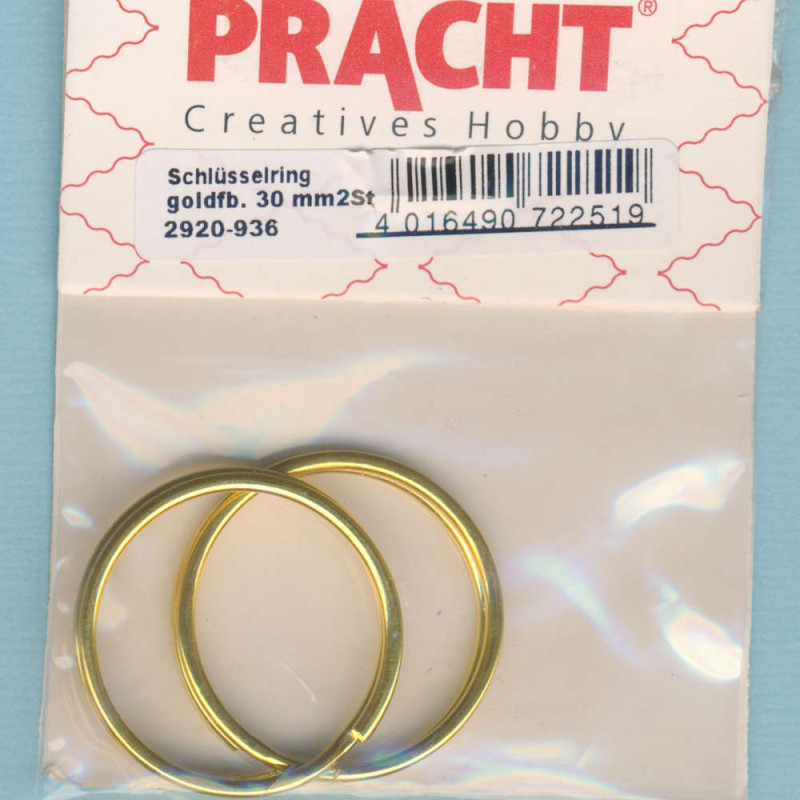 2920-936 Schlüsselring 30mm goldfarben 2 Stück