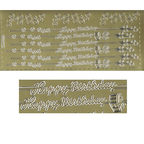pu257g Sticker Happy Birthday gold