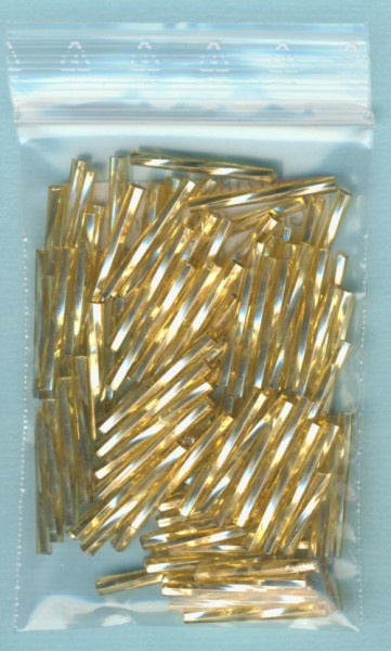 1021895 Glasperlen Stifte 20mm gedreht gold Silbereinzug 15g