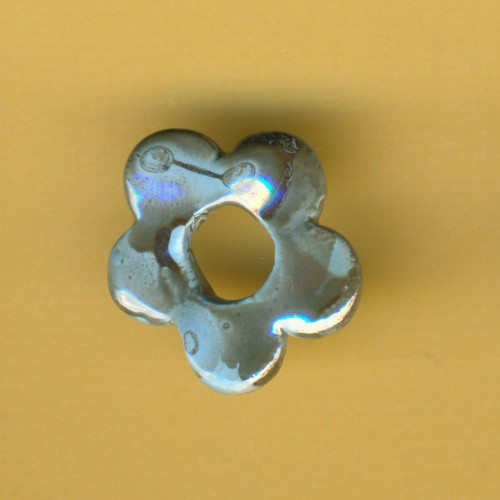 455010171 Keramikperle Blume 22mm helltürkis kupfer