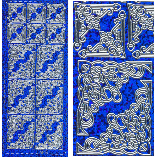 pu164b Sticker Ecken14 siber blau hologramm