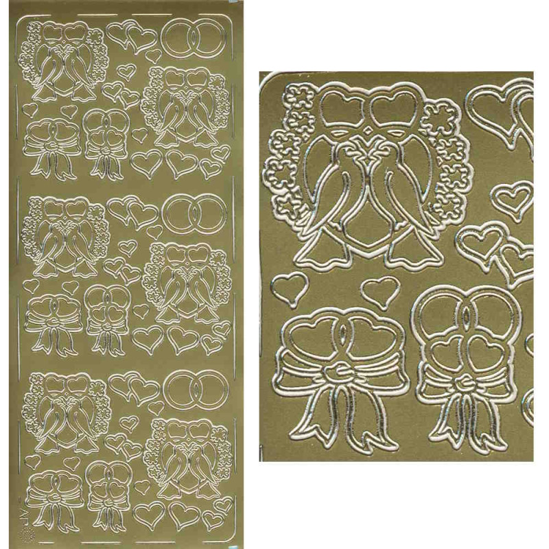 pu067g Sticker Turteltauben 3 gold