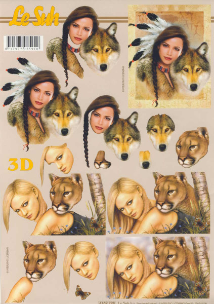 4169.798 3D Motivbogen A4 Wolf und Löwe