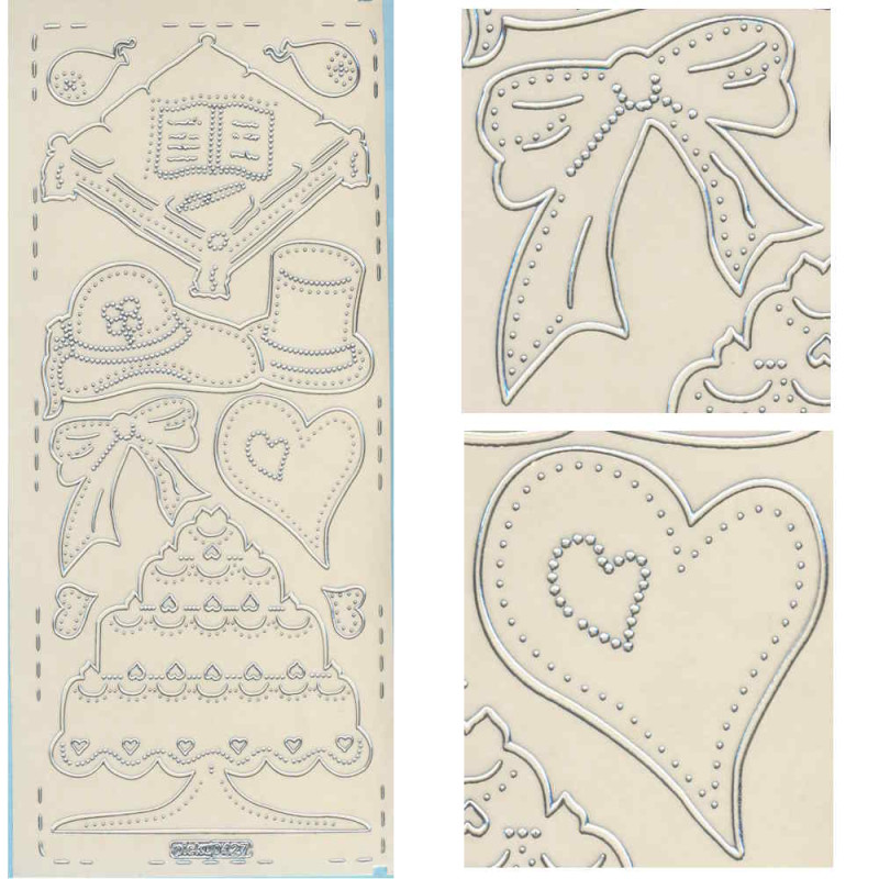 pu427s Sticker Hochzeit 6 silber transparent