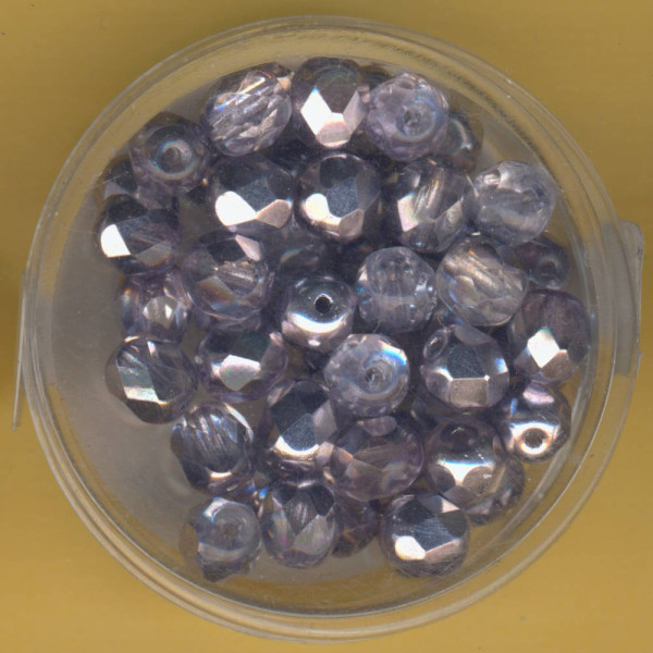 0730-06695 Glasschliffperlen 6mm halbbedampft tanzanite 50 Stück
