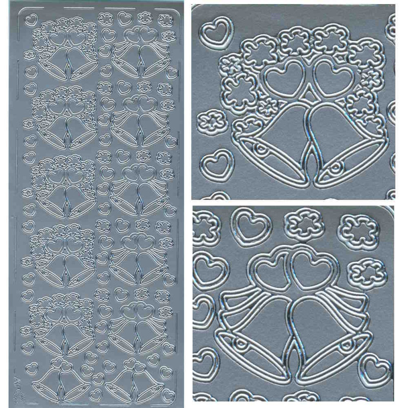pu071s Sticker Hochzeitsglocken silber