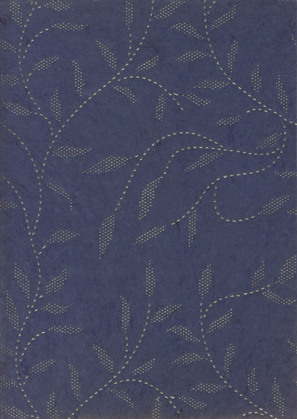 5119082 Naturpapier Strohseide mit Motiv blau gold