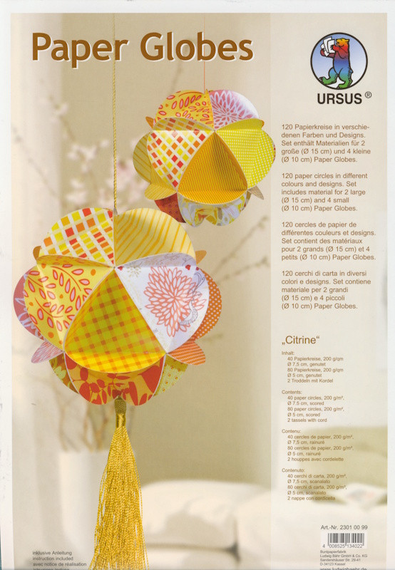 23010099 Papier Bastelset Paper Globes Citrine