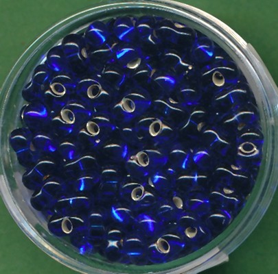 9644714 Farfalle Perlen 6,5x3,2mm safirblau Silbereinzug 17g