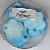 Perlmutt Blume 18mm hellblau