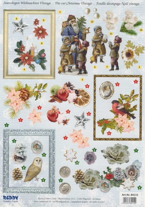 84115 3D Stanzbogen Weihnachten Vintage 3