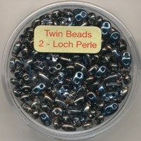 967105104 Glasperlen Twin Beads 2,5x5mm metallic blau bronce 8g