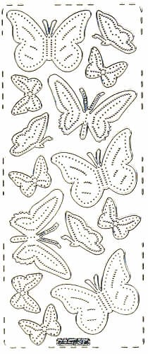 pu361s Sticker Schmetterling 6 silber transparent