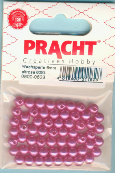 08000633 Wachsperlen 6mm altrosa 60 Stück in Packung