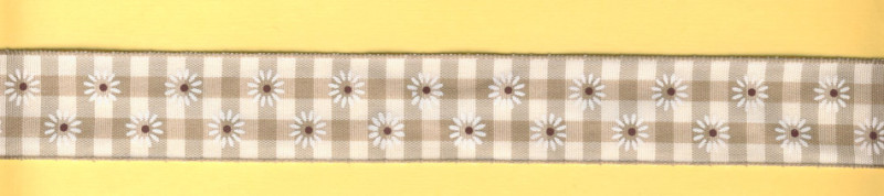 1842540 Karoband mit Blümchen 25mm natur-weiß lfd Meter