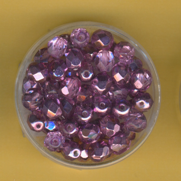 6067272 Glasschliffperlen 6mm feuerpoliert kristall lila metallic 50 Stück