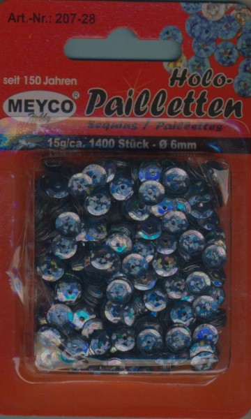 20728 Pailletten gewölbt 6mm hologramm anthrazit 15g