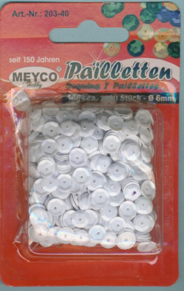 20340 Pailletten gewölbt 6mm weiß 15g