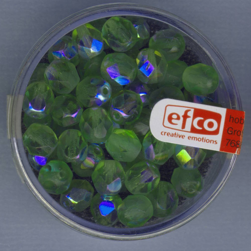 2110167 Glasfacettenperlen 6mm irisierend oliv 50 Stück