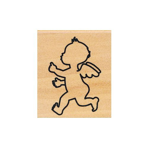70380118 Holzstempel Baby mit Engelsflügel 3,5x4,4cm