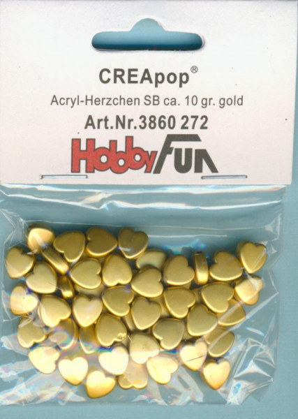 3860272 Acrylperlen Herzchen 9mm gold ca. 10g