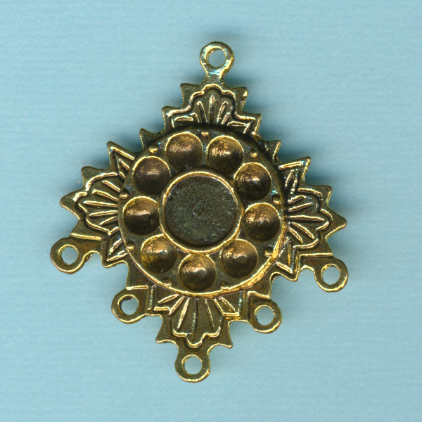 451105951 Metall Anhänger Raute altgold 42x36mm