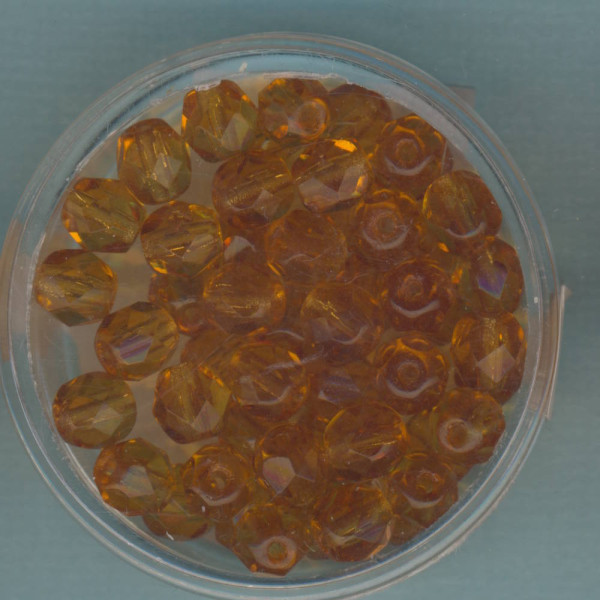 0730-06015 Glasschliffperlen 6mm transparent topas 50 Stück