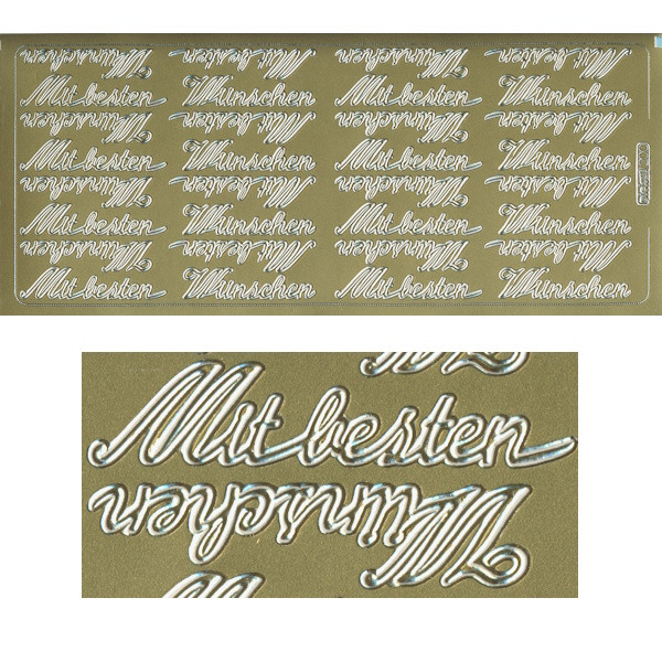 pu200g Sticker Mit besten Wünschen 2 gold