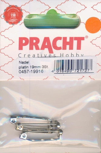 0457-19916 Broschennadel 19mm platin 3 Stück